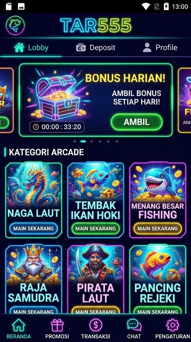 Cuplikan layar menu unduhan tar555 untuk perangkat Android